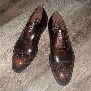ARMOS Brown Handmade Leather Cap Toe Oxford Dress Shoes Size 40 NWOB